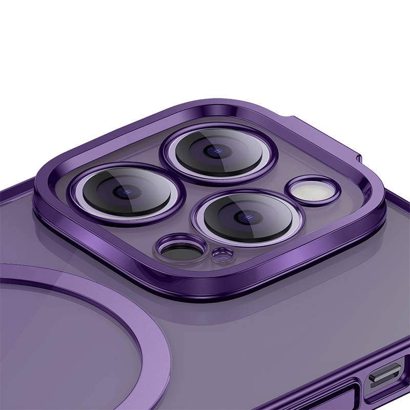 GSM Maroc Accessoire Coque magnétique Baseus Glitter pour iPhone 14 Pro (violet) + verre trempé + kit de nettoyage