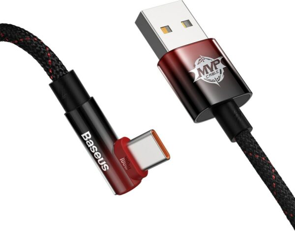 gsm.ma Accessoire Cable USB to Type-C 100W 1m Baseus MVP 2 Elbow-shaped Fast Charging Data Cable  Black+Red