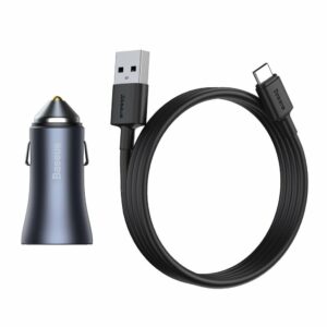 gsm.ma Accessoire Chargeur de voiture Baseus Pro Contacteur doré  |  USB USB-C 40W + câble Lightning pour iPhone PD20W QC3.0 PD (TZCCJD-B0G)