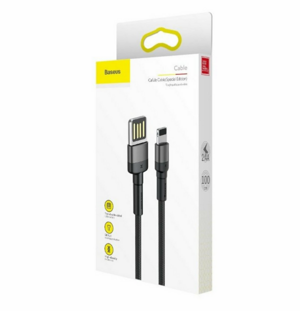 gsm.ma Accessoire Cable  USB For iPhone 2.4A Baseus Cafule Cable（special edition） 1m Grey+Black