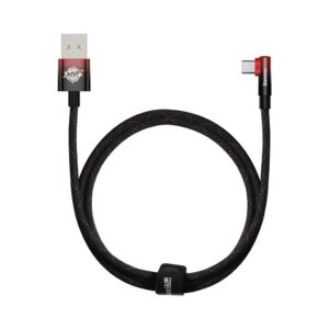 GSM Maroc Accessoire Câble USB vers Type-C 100W 1m Baseus MVP 2 coudé de charge rapide Noir+Rouge
