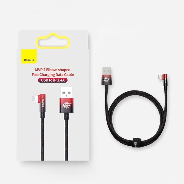gsm.ma Accessoire Cable USB to Type-C 100W 1m Baseus MVP 2 Elbow-shaped Fast Charging Data Cable  Black+Red
