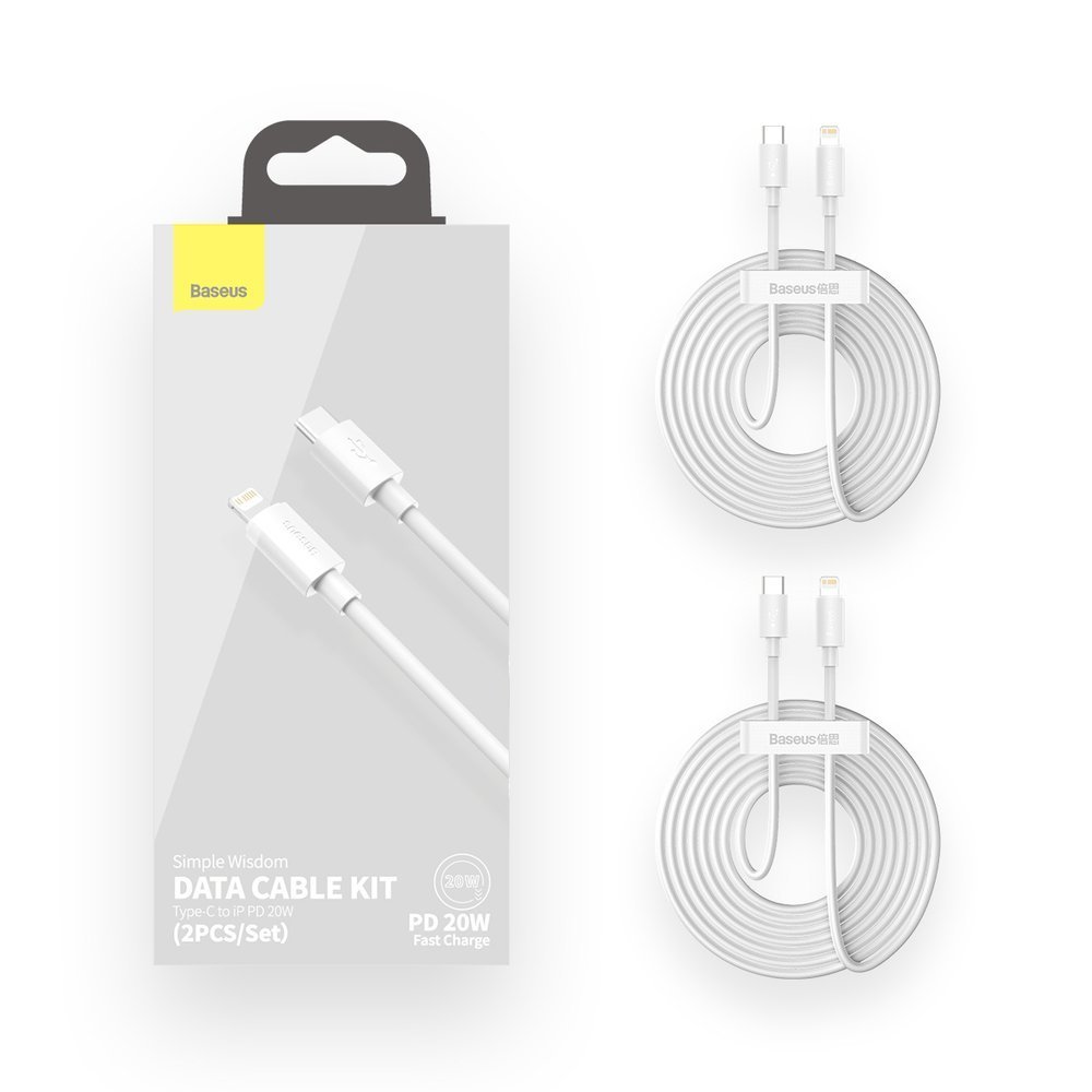 gsm.ma Accessoire Lot de 2 câbles Baseus USB-C – Lightning 20W  Sagesse Simple