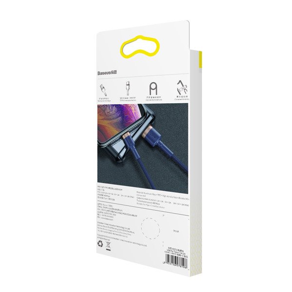 gsm.ma Accessoire Câble USB Baseus Cafule Gold-Bleu Lightning pour iPhone 6 7 8 1,5A 2m