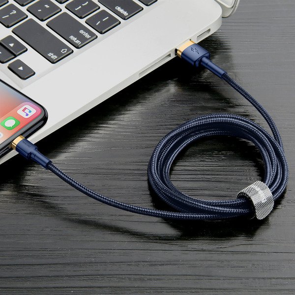 gsm.ma Accessoire Câble Baseus Cafule Gold-Bleu | Câble USB – Lightning pour iPhone 6 7 8 1,5A 2m (CALKLF-CV3)