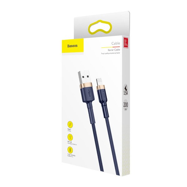 gsm.ma Accessoire Câble Baseus Cafule Gold-Bleu | Câble USB – Lightning pour iPhone 6 7 8 1,5A 2m (CALKLF-CV3)
