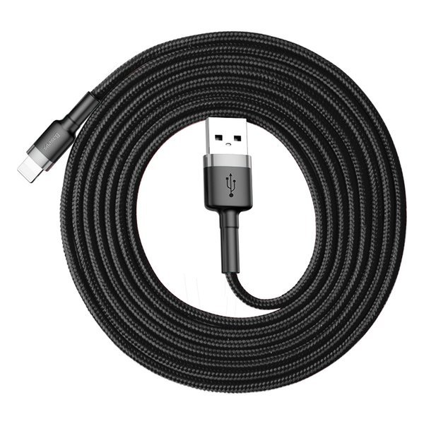 gsm.ma Accessoire Câble Baseus Cafule Grey-Noir| Câble USB – Lightning pour iPhone iPad 1,5A 2m (CALKLF-CG1)