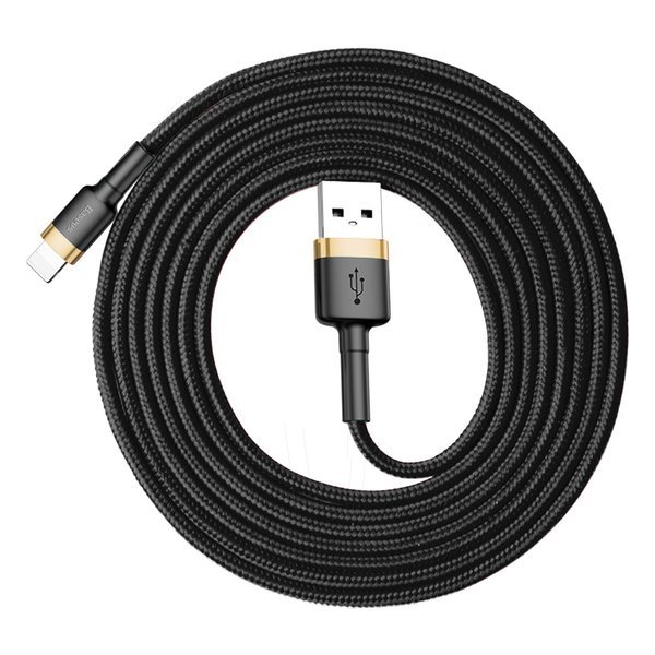 gsm.ma Accessoire Câble Baseus Cafule Gold-Black | Câble USB – Lightning pour iPhone iPad 1,5A 2m (CALKLF-CV1)