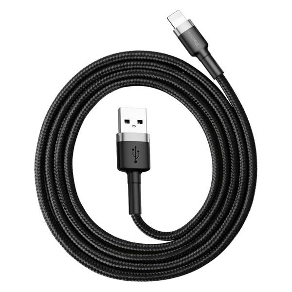 gsm.ma Accessoire Câble Baseus Cafule Grey-Black| Câble USB – Lightning puissant pour iPhone 6 7 8 X 2.4A 1m (CALKLF-BG1)