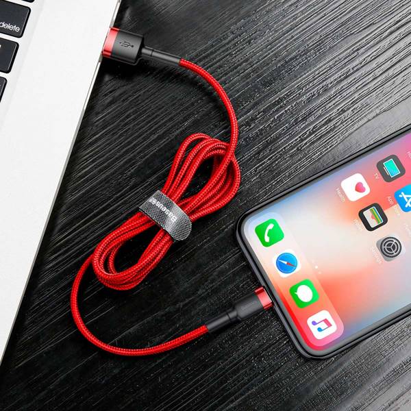 gsm.ma Accessoire Câble Baseus Cafule Rouge-Rouge | Câble USB – Lightning puissant pour iPhone 6 7 8 X 2.4A 1m (CALKLF-B09)