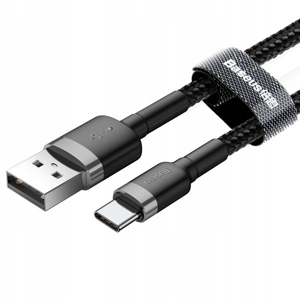 gsm.ma Accessoire Câble Baseus Cafule | Câble USB en nylon Gris-Noir – USB-C Type-C Quick Charge 3.0 50cm 3A (CATKLF-AG1)