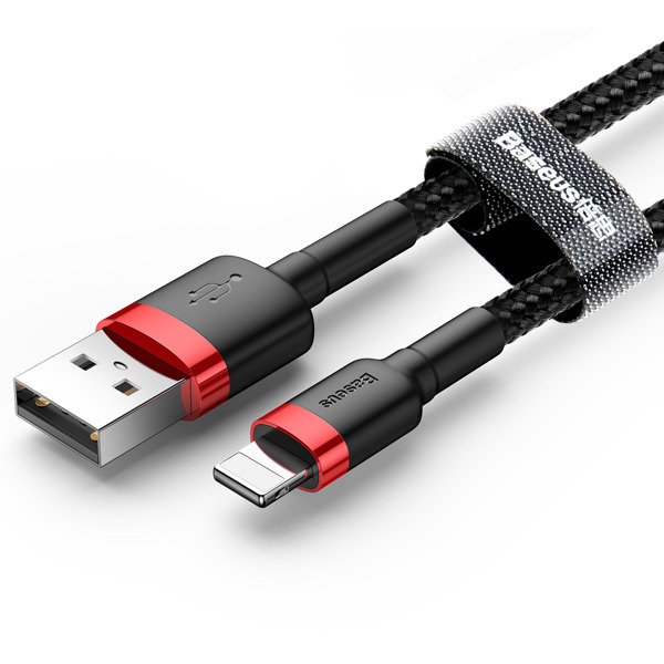 gsm.ma Accessoire Baseus Caféle Rouge-Black | Câble USB – Lightning pour iPhone 6 7 8 X 2.4A 50cm (CALKLF-A19)