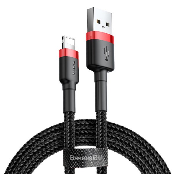 gsm.ma Accessoire Baseus Caféle Rouge-Black | Câble USB – Lightning pour iPhone 6 7 8 X 2.4A 50cm (CALKLF-A19)