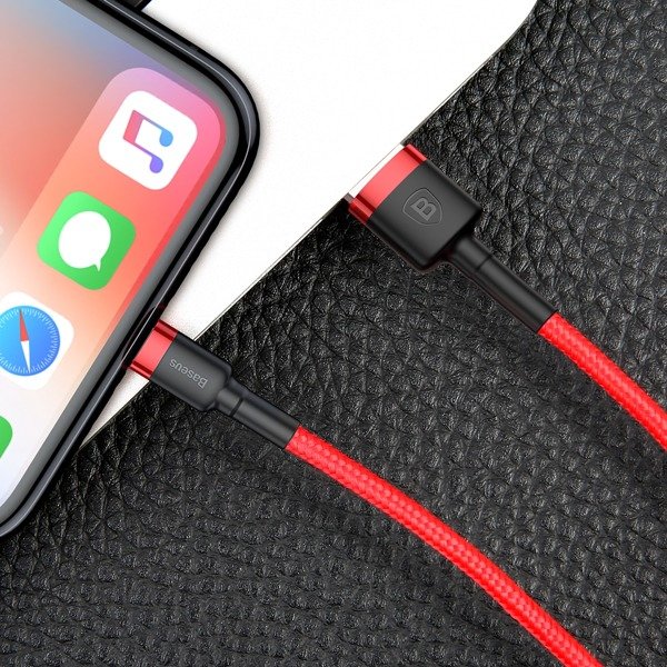 gsm.ma Accessoire Câble Baseus Cafule Rouge-Rouge| Câble USB – Lightning pour iPhone 2.4A 50cm (CALKLF-A09)