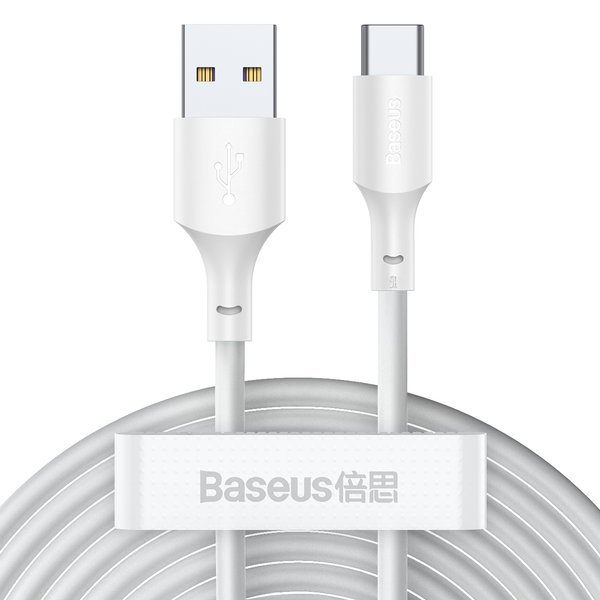 gsm.ma Accessoire Cable Baseus Simple Wisdom Data Cable Kit USB to Type-C 5A (2PCS/Set）1.5m White