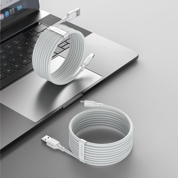 gsm.ma Accessoire Cable Baseus Simple Wisdom Data Cable Kit USB to Type-C 5A (2PCS/Set）1.5m White