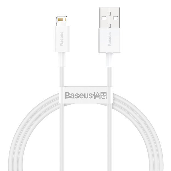 gsm.ma Accessoire Baseus  Série Supérieure | Câble USB Blanc – Lightning pour iPhone 6 7 8 X 11 12 2.4A 25cm (CALYS-02)
