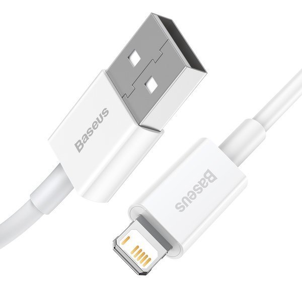gsm.ma Accessoire Câble USB Blanc Baseus – Lightning pour iPhone 6 7 8 X 11 12 2.4A 25cm