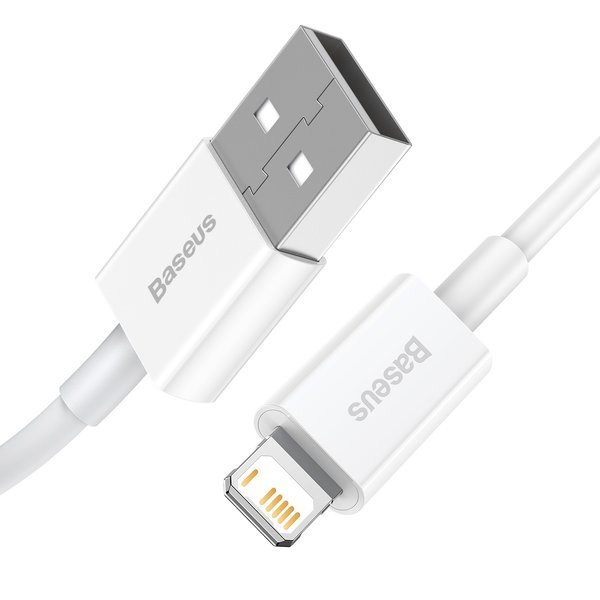 gsm.ma Accessoire Baseus Série Supérieure | Câble USB Blanc – Lightning pour iPhone 6 7 8 X 11 12 2.4A (CALYS-A02)