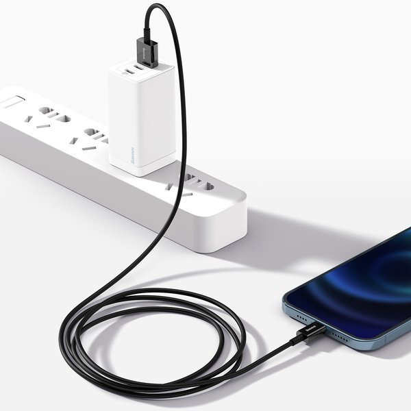gsm.ma Accessoire Câble USB Noir Baseus- Lightning pour iPhone iPad 2.4A 1m