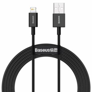gsm.ma Accessoire Série Supérieure Baseus | Câble USB Noir – Lightning pour iPhone iPad 2m 2.4A (CALYS-C01)