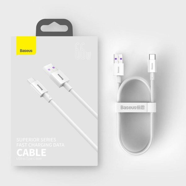 gsm.ma Accessoire Cable USB to Type-C 66W Baseus Superior Series Fast Charging Data Cable  1m White