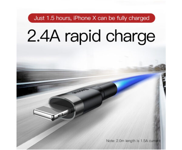 Image de Baseus Câble USB-A Lightning 0,5m Noir – CALKLF-AG1