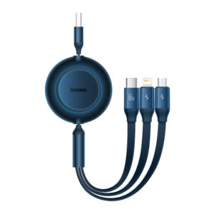 Image de Câble Baseus 3-en-1 USB vers Micro USB, Lightning et USB-C – 66W/1.1M Bleu (CAMJ010103)
