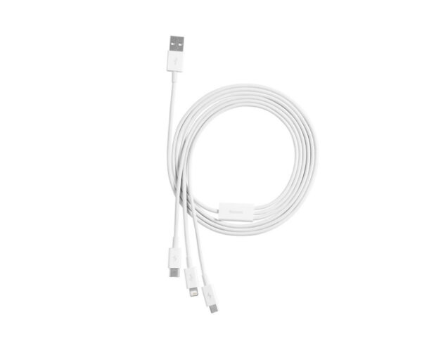 Image de Baseus Câble 3-en-1 USB vers USB-C, Lightning, Micro USB 1.5m 3.5A – Blanc – CAMLTYS-02