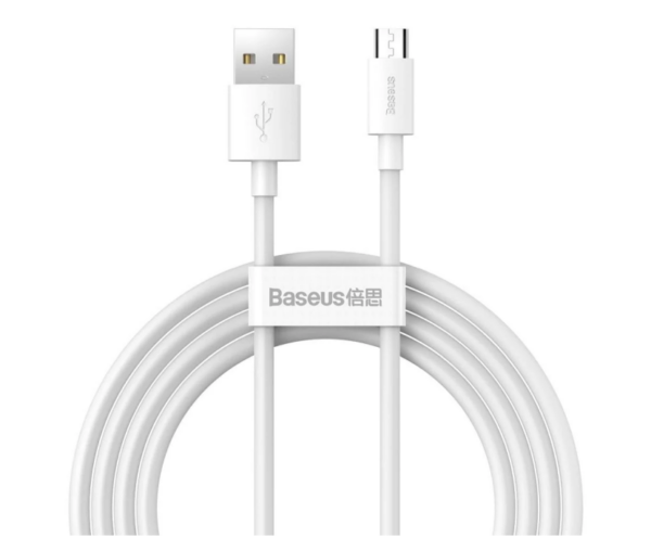 Image de Baseus Câble USB-Micro 1.5m Blanc 2.1A – TZCAMZJ-02