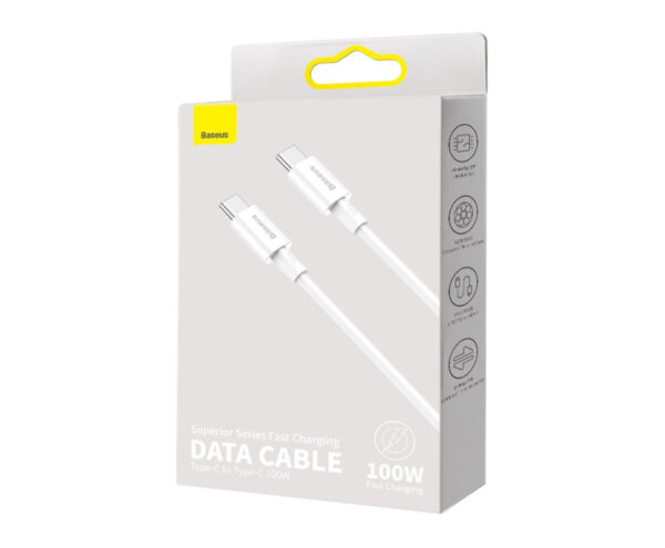 Image de Baseus Câble USB-C à USB-C 100W 1m Blanc – CATYS-B02