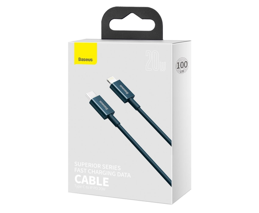 Image de Baseus Câble Type-C vers iPhone PD 20W 1m Bleu CATLYS-A03 Image de Baseus Câble Type-C vers iPhone PD 20W 1m Bleu CATLYS-A03