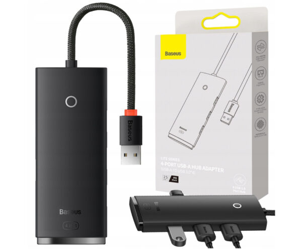 Image de Adaptateur Hub USB-A 4 Ports Baseus / USB-A vers USB 3.0*4 / 25cm Noir (WKQX030001)