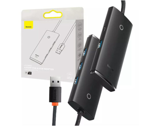 Image de Baseus Adapteur USB HUB 4-Port USB 25cm Noir – Modèle WKQX080001