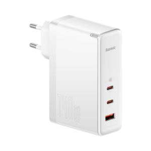 Image de Chargeur Pro Baseus 140W EU Blanc avec Câble USB-C vers USB-C 240W 48V/5A 1M Blanc (CCGP100202)