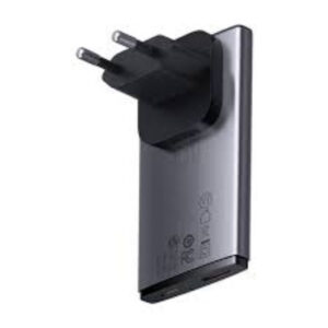 Chargeur Baseus C+U 65W Gris avec Mini Câble USB-C vers USB-C 100W 20V/5A 1M Noir (CCGP150113)