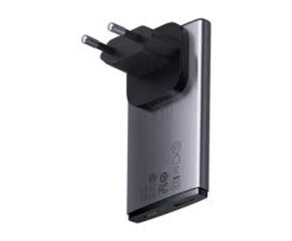 Image de Chargeur Baseus C+U 65W Gris avec Mini Câble USB-C vers USB-C 100W 20V/5A 1M Noir (CCGP150113)