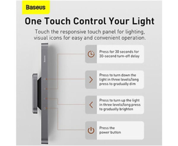 Image de Baseus LED Lampe de Bureau Magnétique USB Rechargeable Blanc – DGXC-02