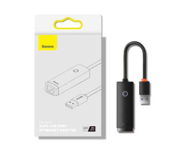 Image de Baseus Adaptateur USB-A vers Port LAN RJ45 1000 Mbps Noir – WKQX000101