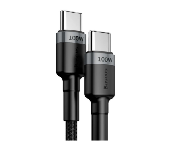 Image de Câble USB-C vers USB-C Baseus 100W 5A 2m Gris (CATKLF-ALG1)