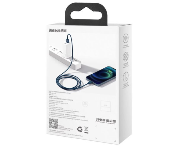 Image de Baseus Cable USB to iP 2.4A 2m -blue- CALYS-C03