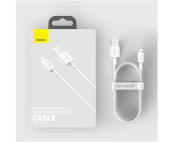 Image de Câble USB vers Lightning 2.4A Baseus 1.5m – Blanc CALYS-B02