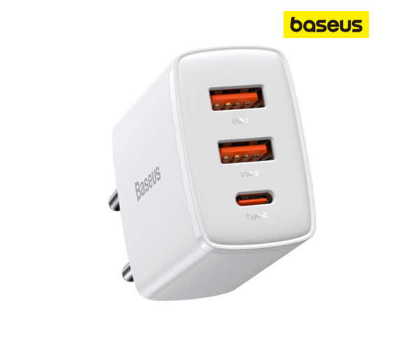 Image de Chargeur Baseus 2 Ports USB + USB-C 30W EU Blanc – CCXJ-E02