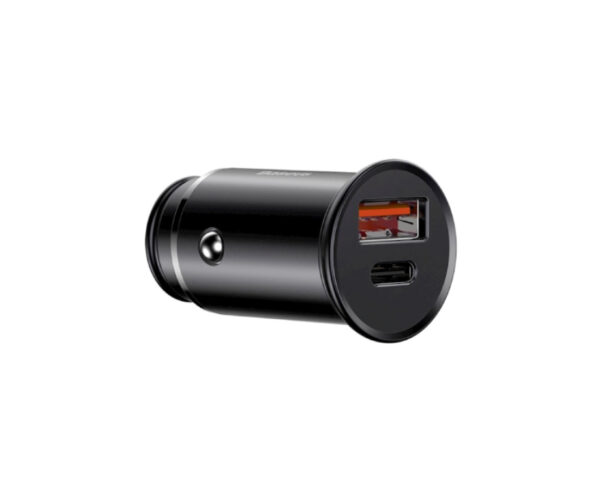 Image de Chargeur de voiture en métal Baseus A+C 30W Noir – CCALL-BS01
