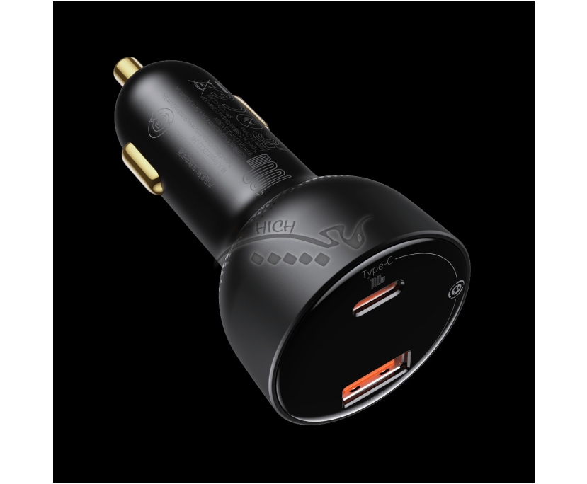 Image de Baseus Chargeur de Voiture 100W avec câble USB + Type-C Noir – CCZX-100C Image de Baseus Chargeur de Voiture 100W avec câble USB + Type-C Noir – CCZX-100C