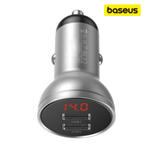 Image de Baseus Chargeur de voiture 2x USB, 4.8A 24W – Argent – CCBX-0S