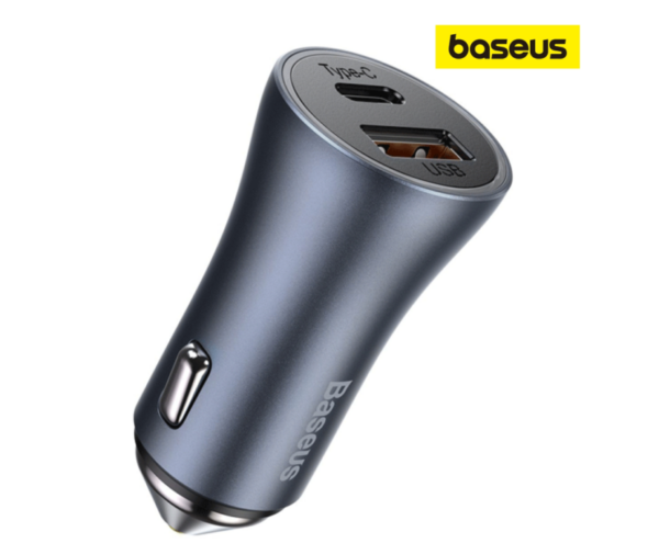 Image de Chargeur de Voiture Baseus 40W USB + Type C avec Câble Type C vers Lightning – Noir (TZCCJD-B0G)
