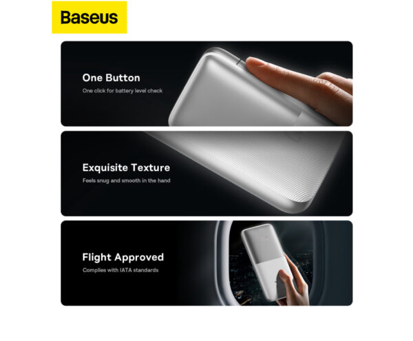 Image de Baseus Powerbank 10000mAh 20W Blanc 2xUSB + Câble USB-C 0.3m – PPBD040202