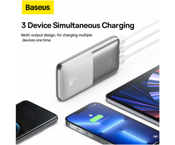 Image de Baseus Powerbank 10000mAh 20W Blanc 2xUSB + Câble USB-C 0.3m – PPBD040202