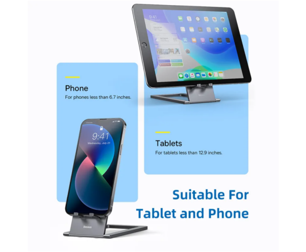 Image de Support de bureau pliable en métal pour tablette et ordinateur portable Baseus – Gris (LUKP000013)